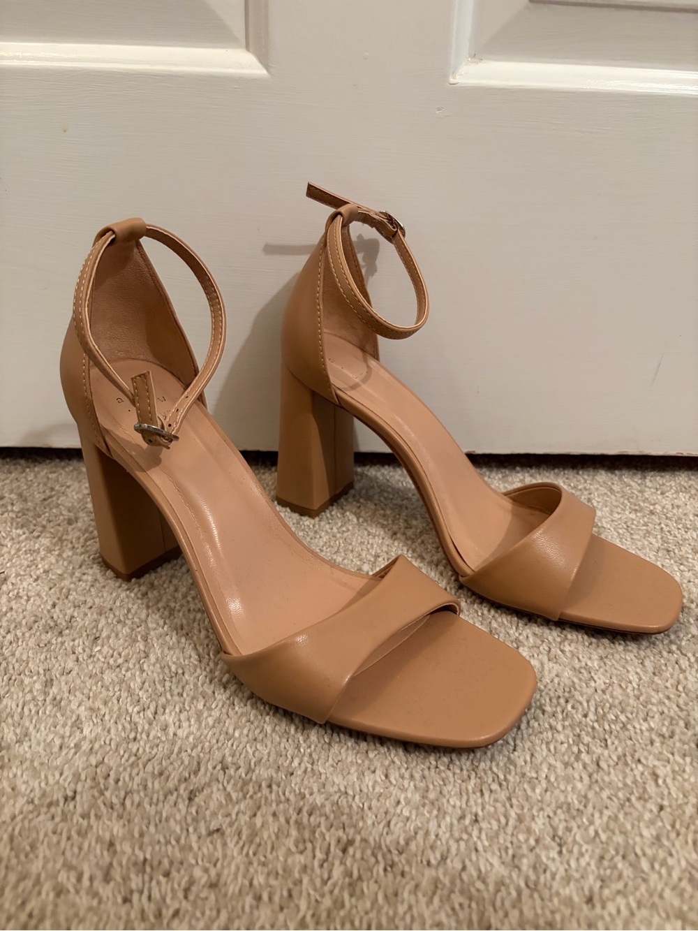Women’s Tan Block Heel Ankle Strap Sandals